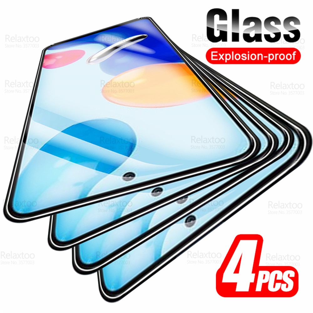 4Pcs Protective Glass For Xiaomi Redmi Note 11 Pro Plus 5G 10 9 8 9S 10S 11S 4G 10C Redme 9A 9C 8A 9T 10T Screen Protector Film