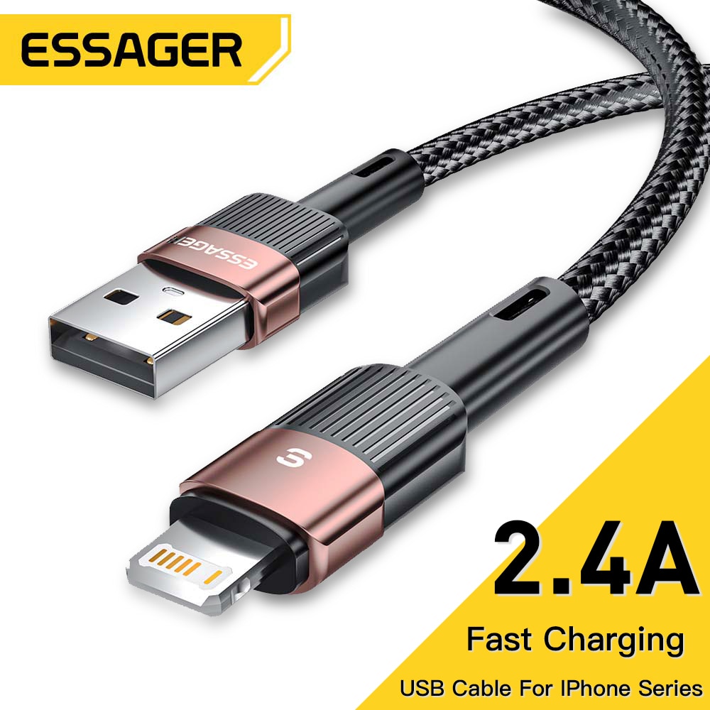 Essager Usb Cable For iphone 11 12 13 Pro Max Mini Xs Xr X SE 8 7 6 Plus 6s 5 5s 2.4A Fast Charging Wire For iphone Charger Cord