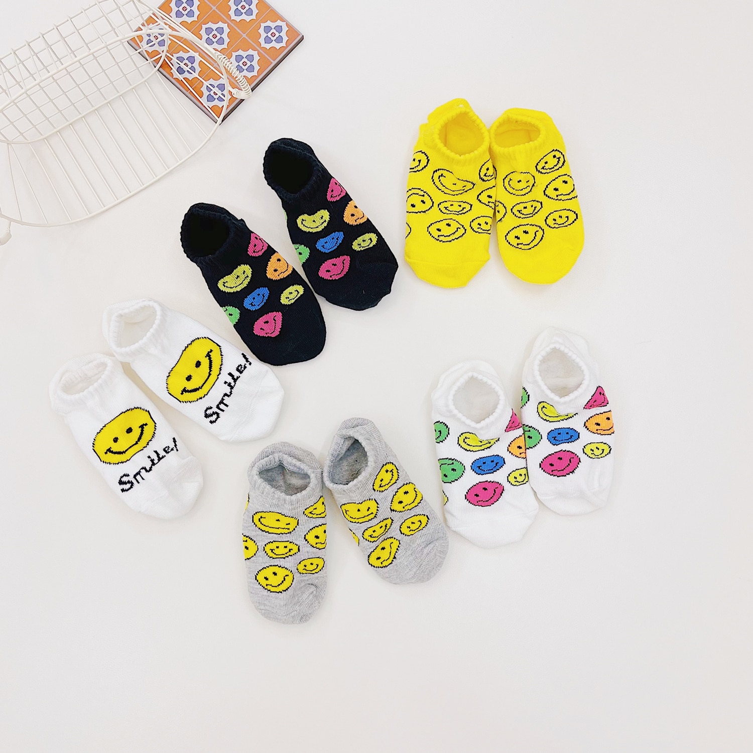 5 Pairs/Lot Summer Kids Boat Socks Kawaii Smiley Cartoon Animal Children's Baby Socks Breathable Cotton Boys Girls Floor So
