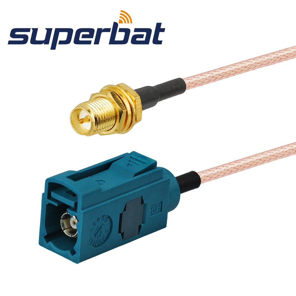 Superbat Universal Fakra Jack "Z" to RP-SMA Female(plug in) Pigtail WIFI Router Extension Cable RG316 15cm RF Coaxial 