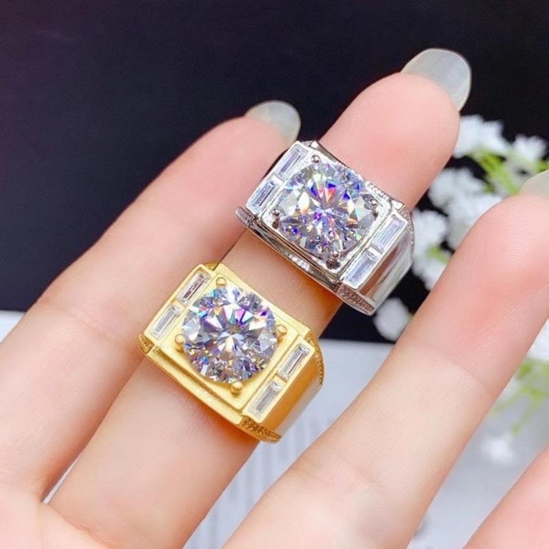 5 Carat Moissanite Men's Ring 925 Silver Beautiful Fire Diamond Alternative Couples Luxury Wedding Ring