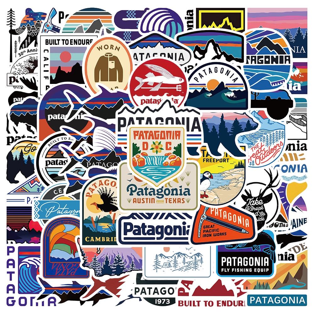 10/55pcs Set Outdoor Logo Stickers Pack Camping Decals Waterproof Vinyl for Laptop Guitar Skateboard Fridge Stickers Kid Gifts