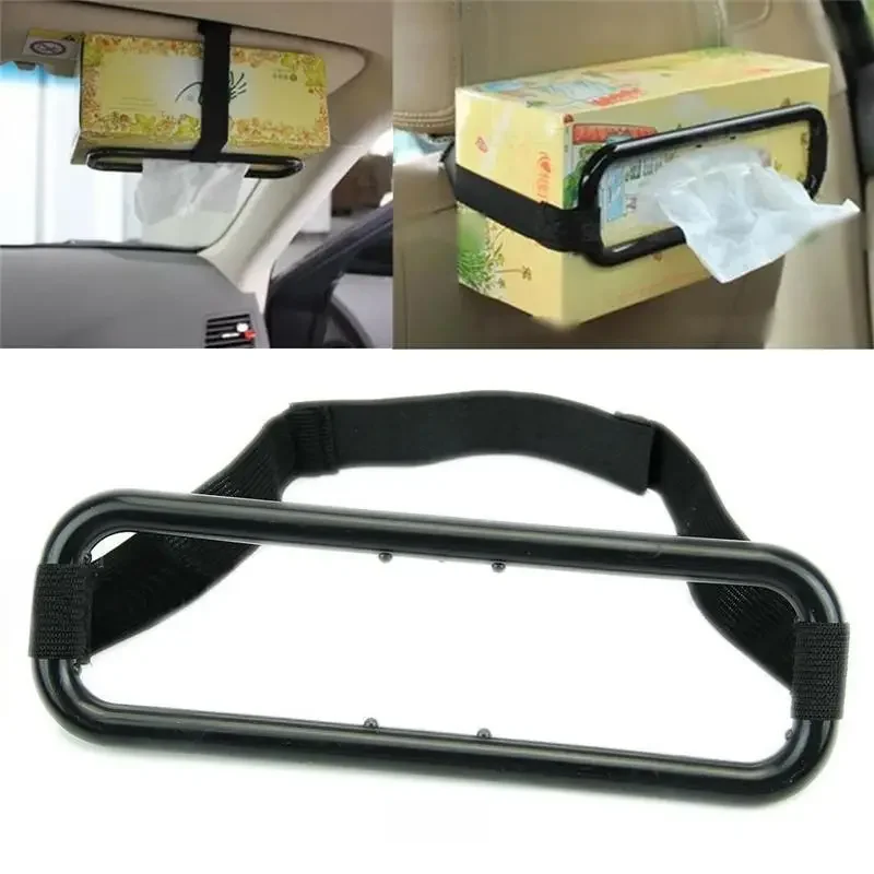 Car universal tissue box rack sun visor napkin box seat back napkin box rack elastic hanging napkin