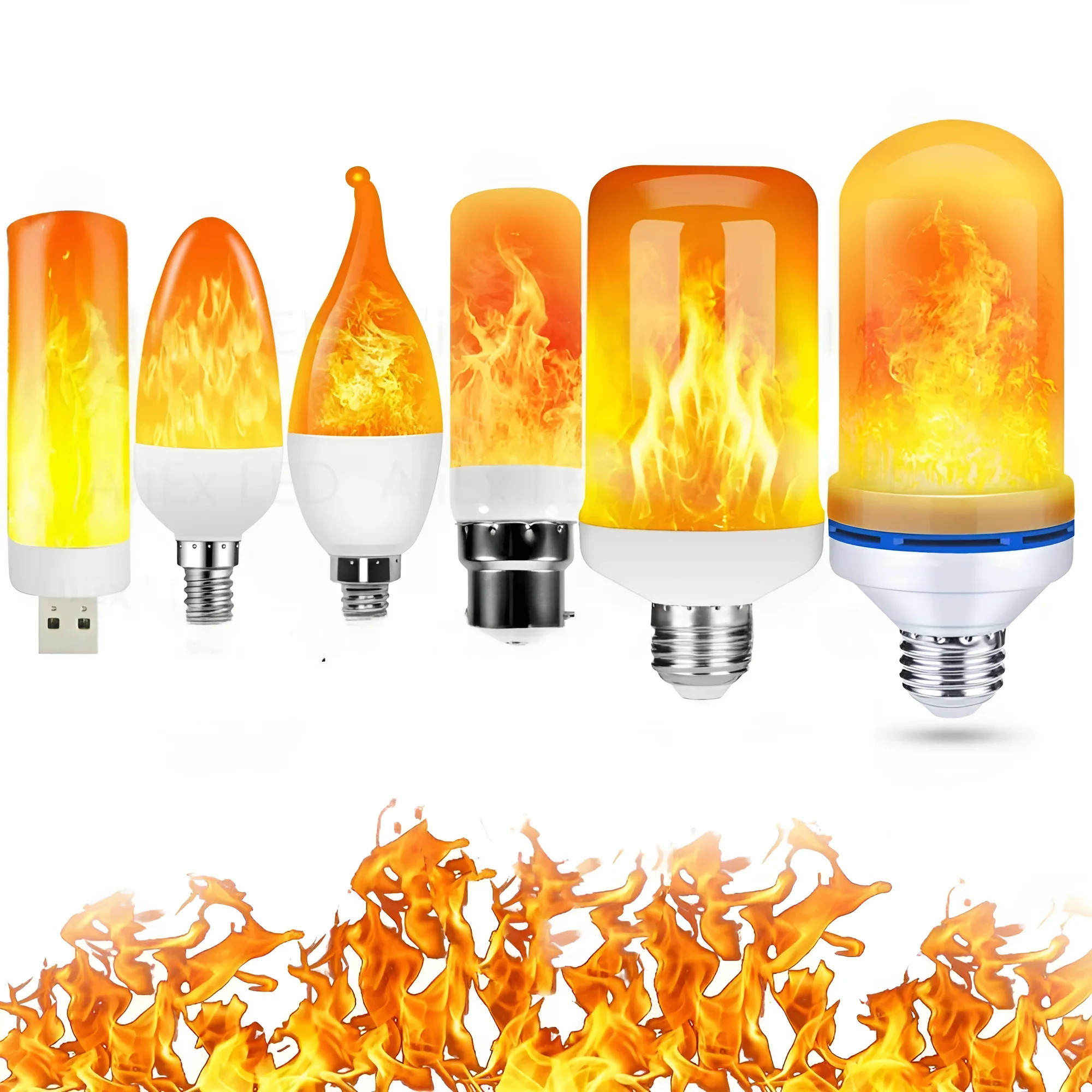 USB E14 E27 B22 Led Simulated Flame Bulbs 9W AC85-265V Luces Home Electronic Accessories Lamp Flame