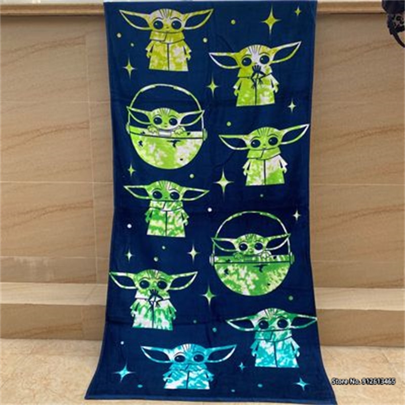 Stylish Star Wars Baby Yoda Patterned 3D Disney Digitally Printed Quick-dry Absorbent Bath Towels for Babies and Children