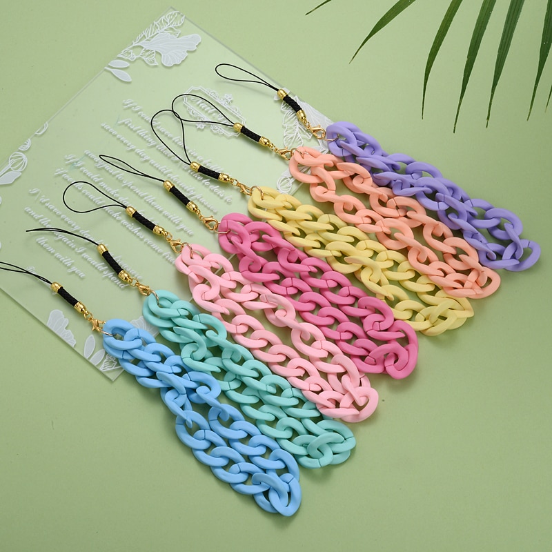 Fashion 7 Colors Women Acrylic Mobile Phone Chain For DIY Anti-Lost Telephone Lanyard Key Chain Pendant Accessories Wholesale