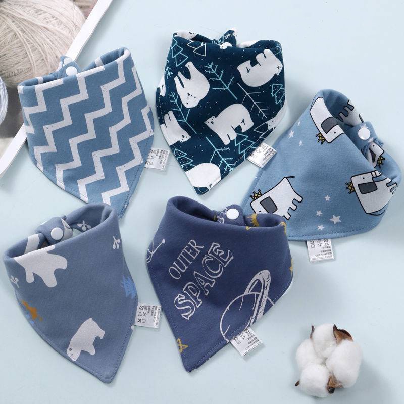 Baby Bib Soft Cotton Baby Drool Bibs Cute Triangle Scarf Comfortable Drooling and Teething 5 Pcs Towel Saliva Towel for Newborn