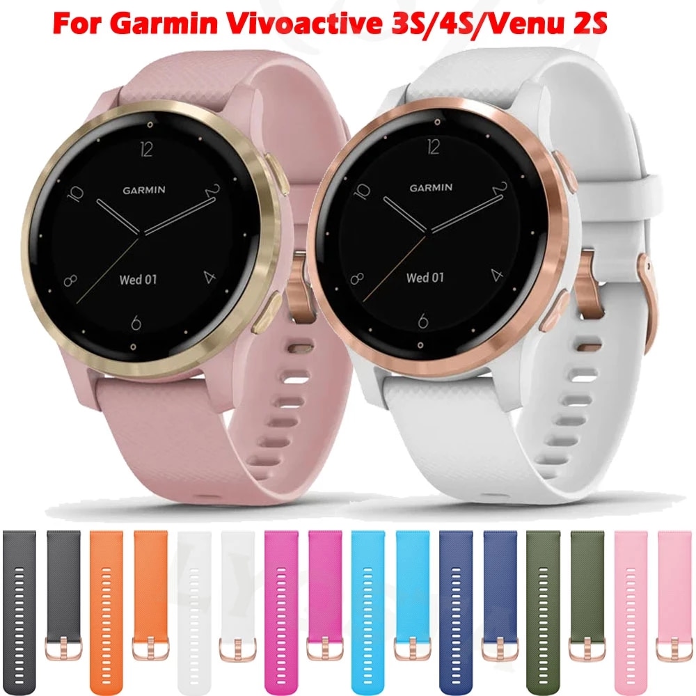 18MM Watchband Bracelet For Garmin Venu 2S Vivoactive 3S 4S / Vivomove 3S Sport Silicone SmartWatch Band Wrist Straps For Venu2S