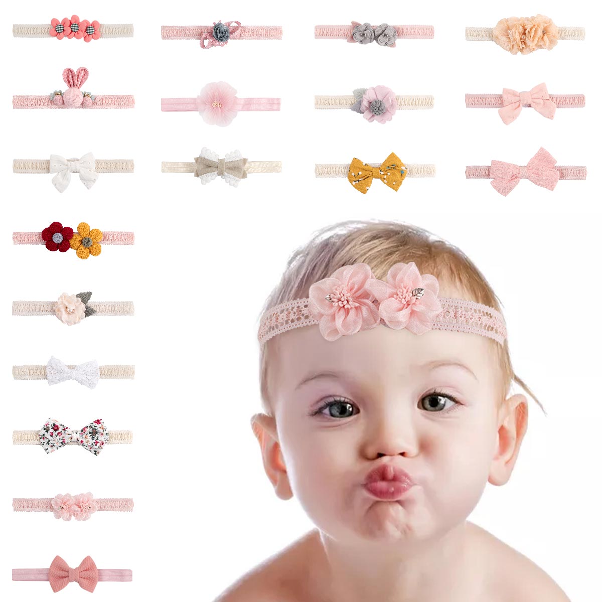 3pcs/set Baby Flower Headband Hair Bow Turban Hair Band for Newborn Infant Toddler Headband Headdress Baby Hair Accessories Gift