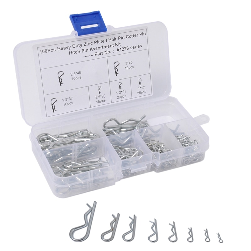 RISE-100PCS M1 M1.2 M1.5 M1.8 M2 M2.5 Steel R Type Spring Cotter Pin Wave Shape Split Clip Clamp Hair Tractor Pin For Car