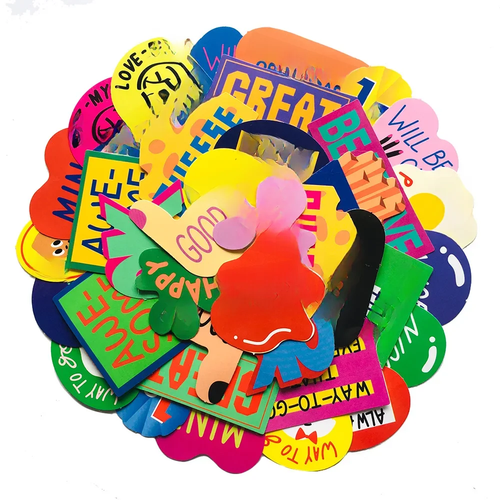38pcs/Pack Colored Letters English Stickers Waterproof Skateboard Motorcycle Guitar Luggage Laptop