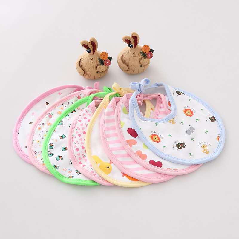 1pcs Infant Pure Cotton Waterproof Bib U-shaped Petal Bib Ecological Cotton Baby Saliva Towel Pink Blue Color Random Delivery