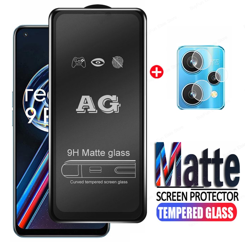 2 in 1 Matte Tempered Glass For Oppo Realme 9 Pro Plus Full Glue Screen Protector Film for Realme 9 Pro 9Pro+ Protective Glass