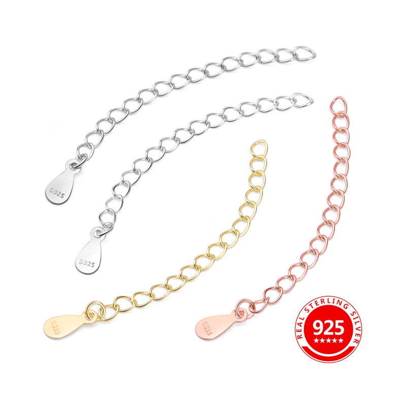 5pcs/lot 925 Sterling Silver 50mm Extended Extension Tail Chain Tag Connector DIY Jewelry Making Findings Bracelet Necklace