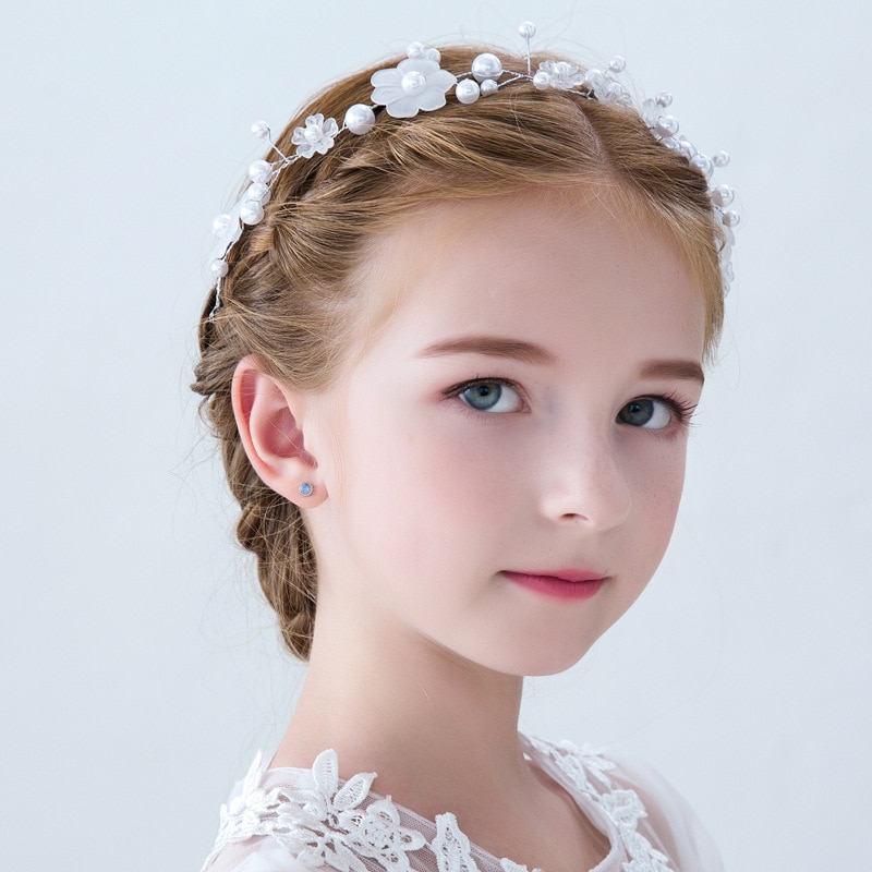 New Children Hair Accessories Girl Headdress Princess Headband Girl Head Flower Birthday Accessory White Designer Headbands