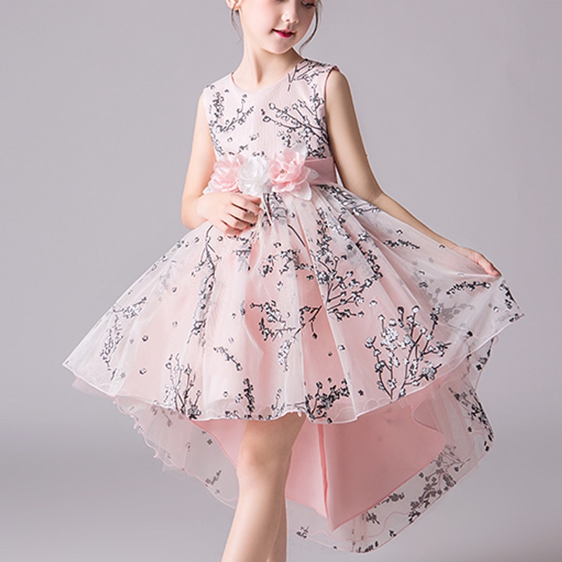 Dress For Girls New Fashion Princess Trailing Dress Clothes Flower Princess Dresses For Party Birthday Wedding Mini Casual