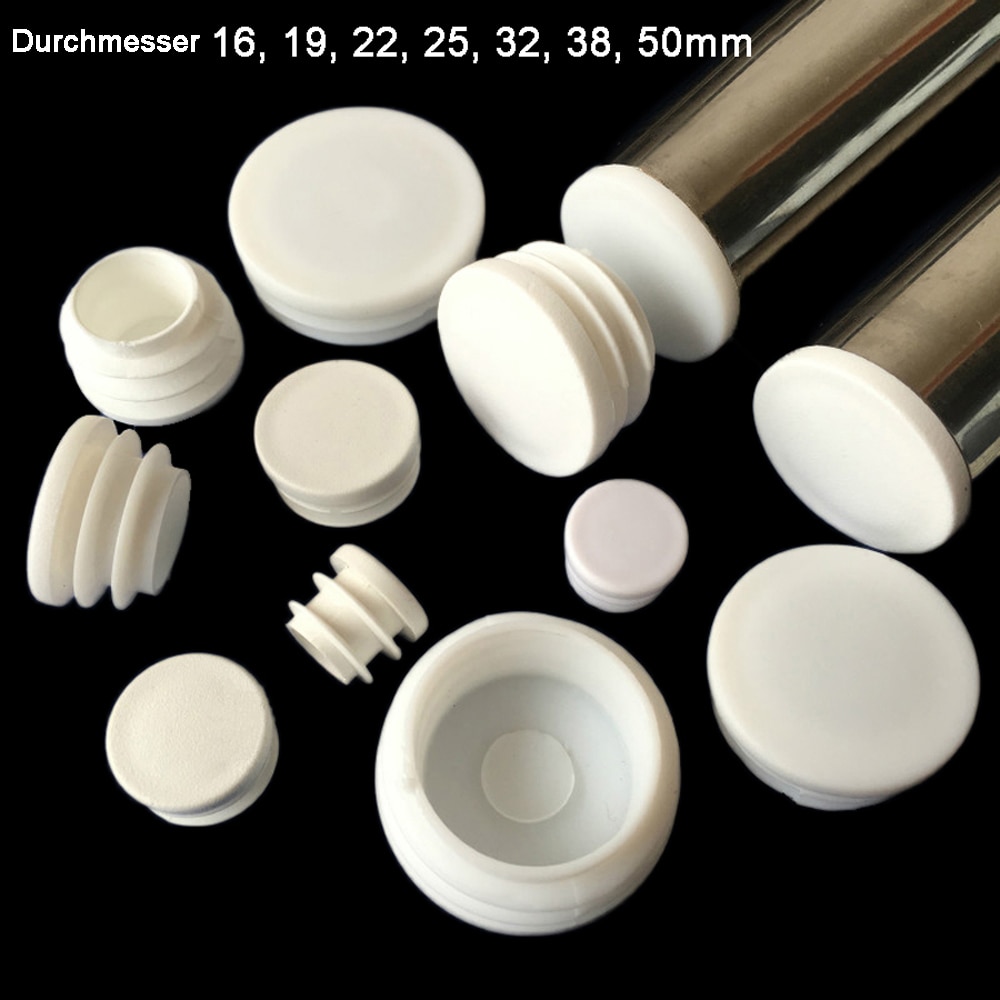 5/10/25PCS White Round Plastic Blanking End Caps Tube Pipe Inserts Plugs Bung 16mm 19mm 22mm 25mm 32mm 38mm 50mm