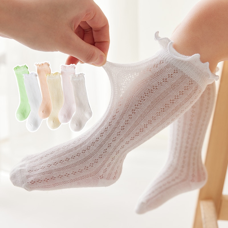 Summer Baby Girls Knee High Fishnet Socks Newborn Baby Toddler Cotton In Tube Socks Kid Hollow Out Sock Sox 0-5Y Spring 2022