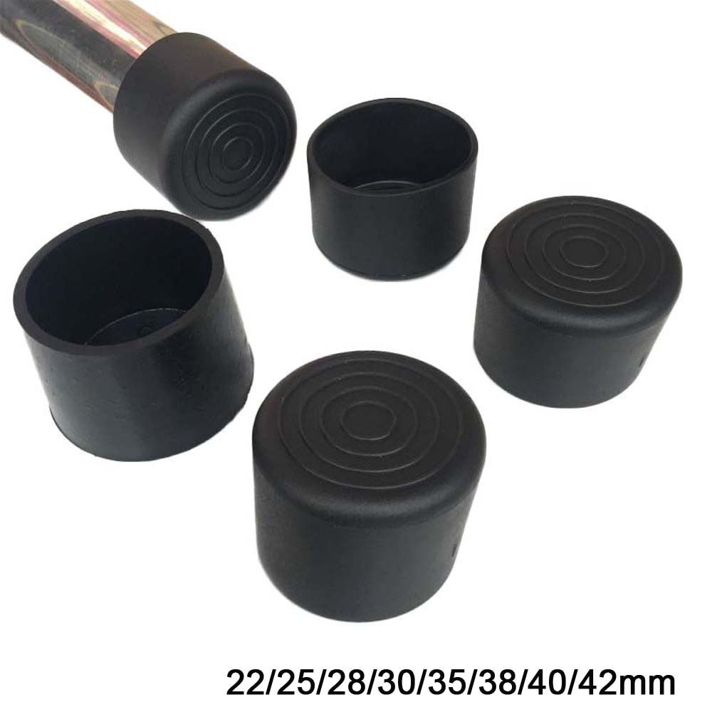4pcs Black PVC Rubber Chair Table Feet Pipe Tubing End Cover Caps Cap Floor Protection Pads ID 22/25/28/30/35/38/40/42mm