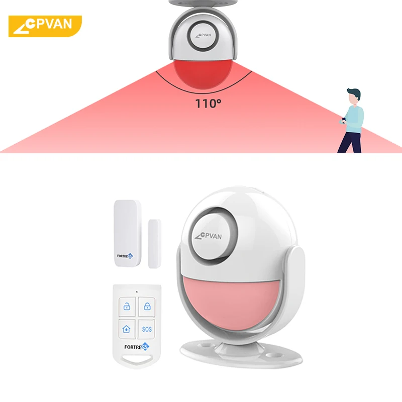 CPVAN PIR Motion Detector Alarm Security Alarms For Home Sensor Loud Siren Anti Theft Shed Van Alarm