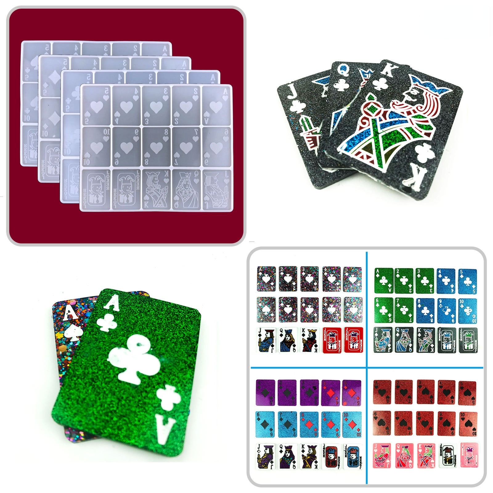 Playing Card Epoxy Resin Mold DIY Fun Plum Blossom Heart Playing Card Game Silicone Mold