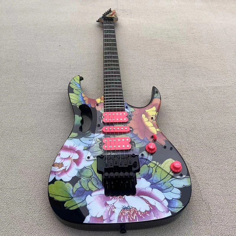 Famous electric guitar  double shake vibrato system  exquisite lotus pattern  all-round performance