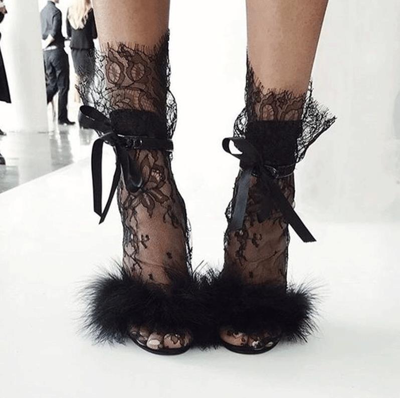 BKLD Womens Socks 2022 Summer Sexy Lace Floral Transparent Socks Women Mesh Women Girl Socks Elastic Fashion Lady Short Socks