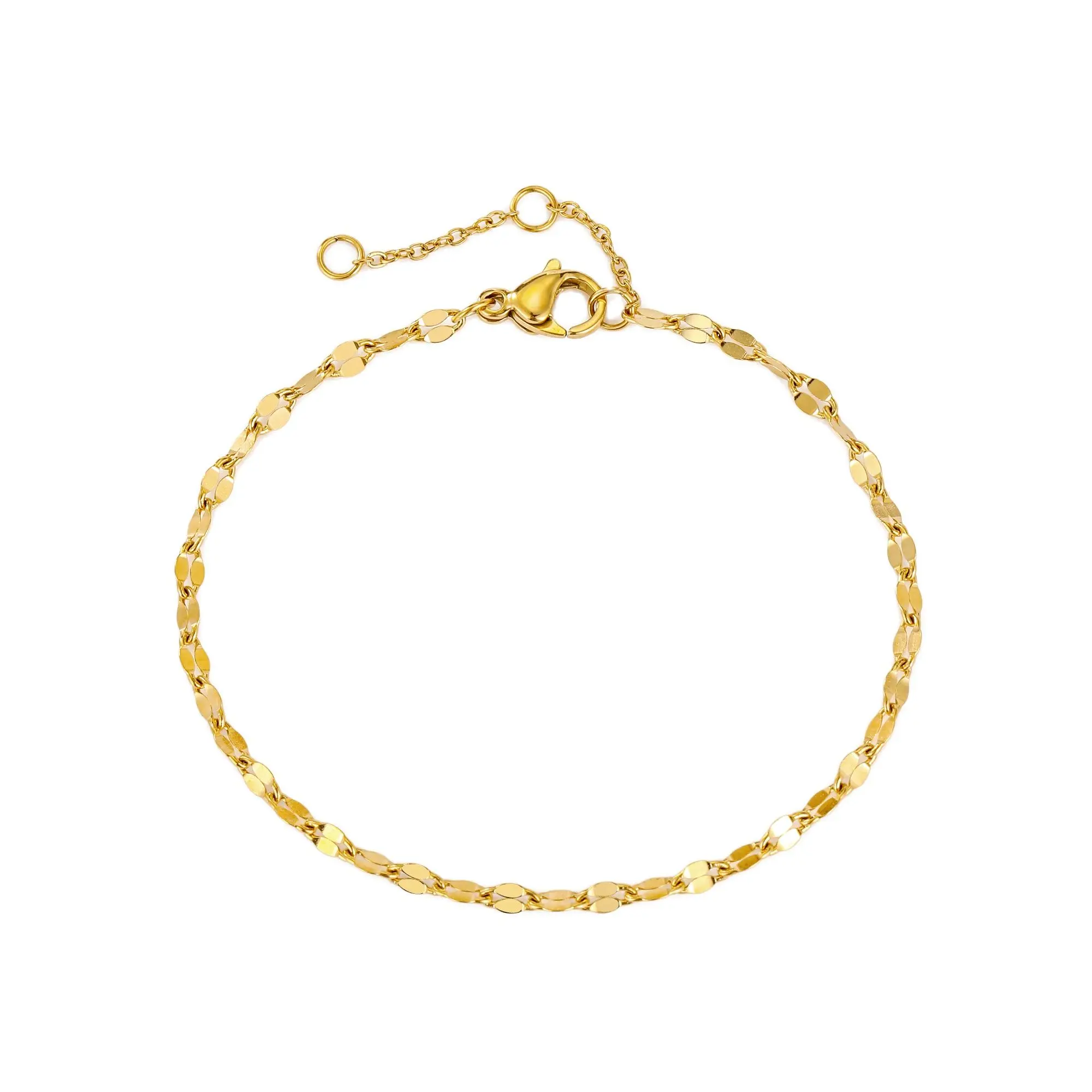 Stainless Steel Bracelet for Woman Simple Shiny Chain Bracelet with Adjustable Charm Minimalist