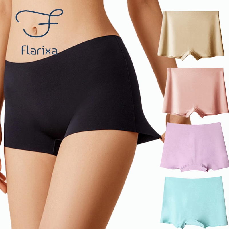 Flarixa Ice Silk Women's Summer Safety Short Panties Seamless Anti-glare Ladies Pants Girl Boxer Briefs Breath Female Under