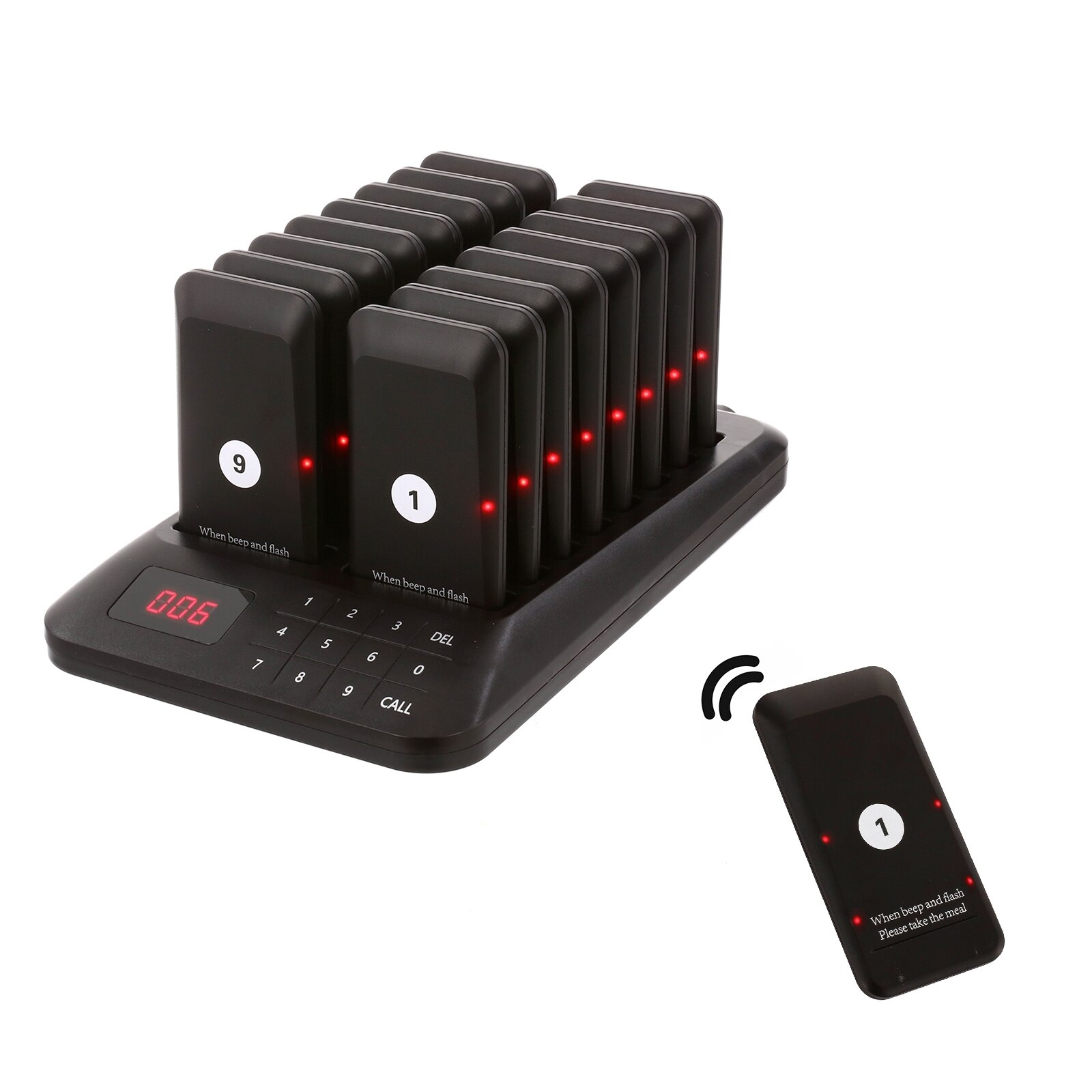 Calling System Restaurant Pager Buzzer Wireless Call 16 Coaster Receiver For Coffee Food Court Church Nurse Clinic Queue System