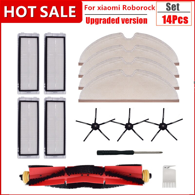 For XiaoMi Roborock S50 S51 S55 S6 S6 Pure Accessories Vacuum Cleaner Parts Washable HEPA Filter Main Brush Side Brush