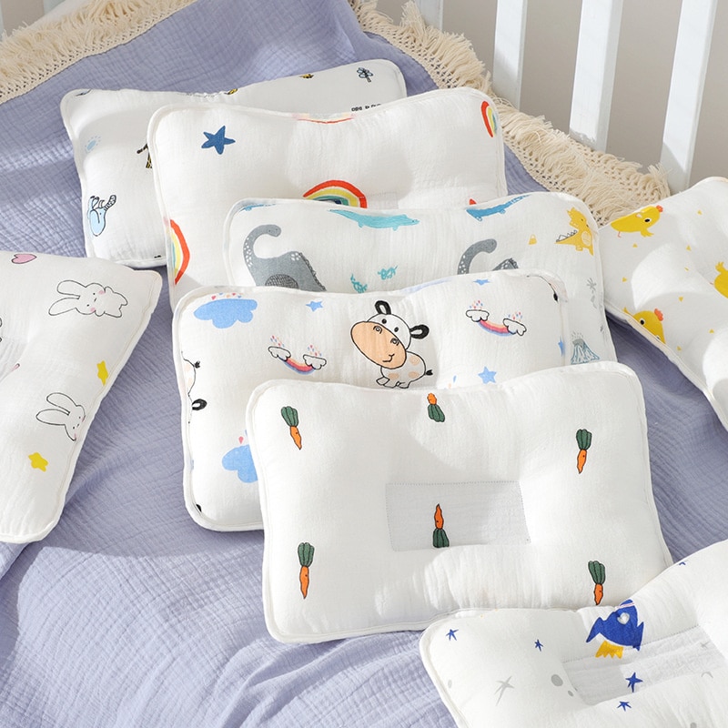 Baby Pillow Newborn Sleep Memory Foam Pillow 20x30mm Concave Anti-offset Cartoon Pattern Baby Bedding 0-1 Year