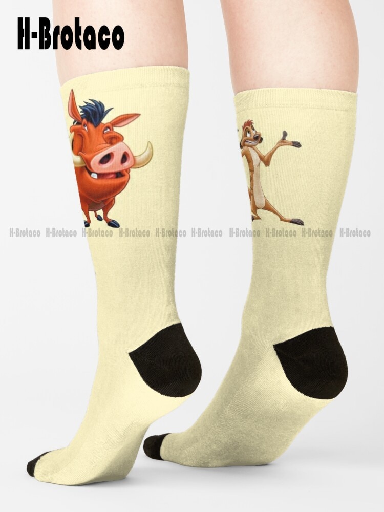 The Lion - Timon And Pumbaa Socks Womans Socks Comfortable Best Girls Sports Ladies Sports Retro Cartoon Street Skateboard Socks