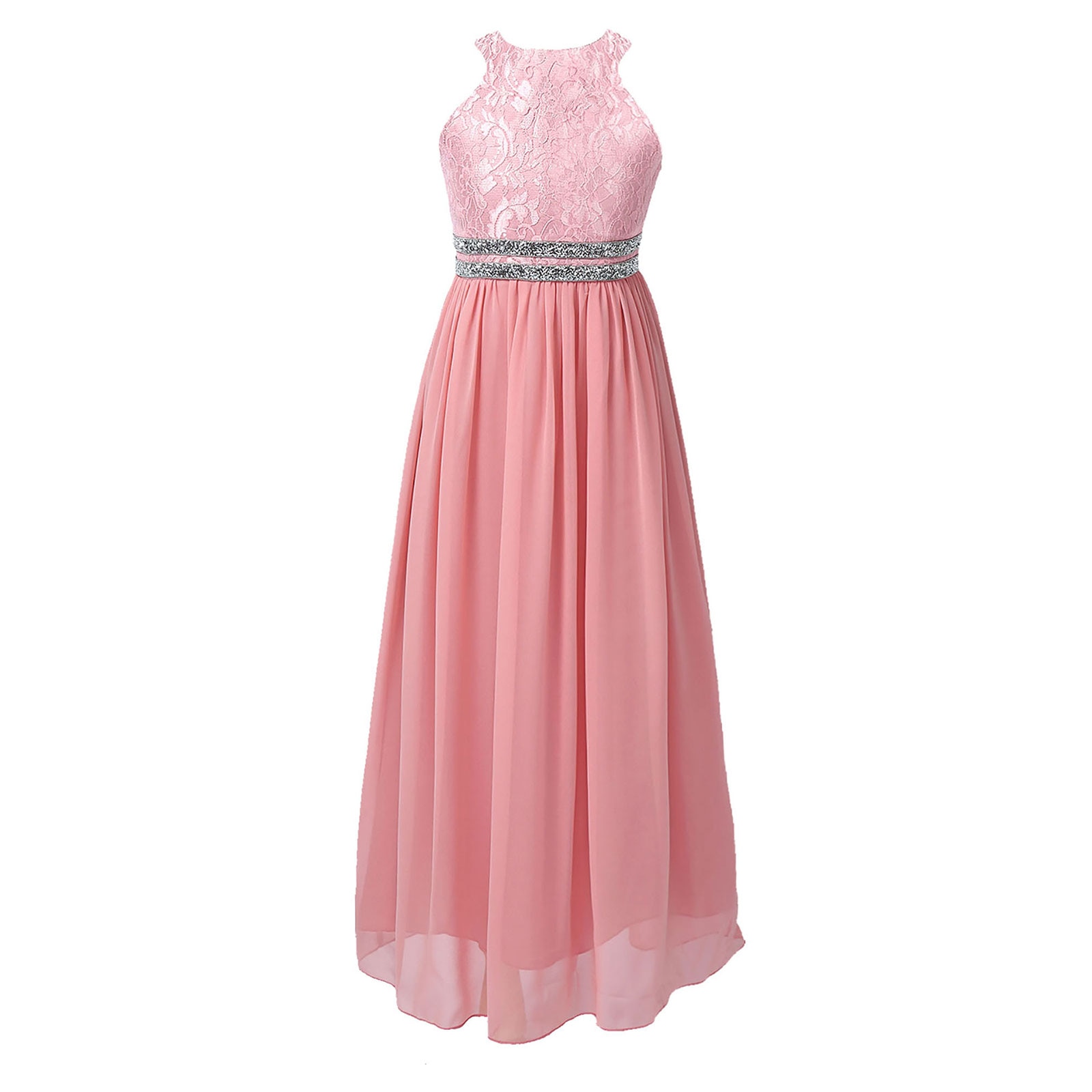Kids Girls Summer Dresses Princess Chiffon Lace Floral Flower Girls Sleeveless Dress Wedding Bridesmaid Party Gown Pageant Dress