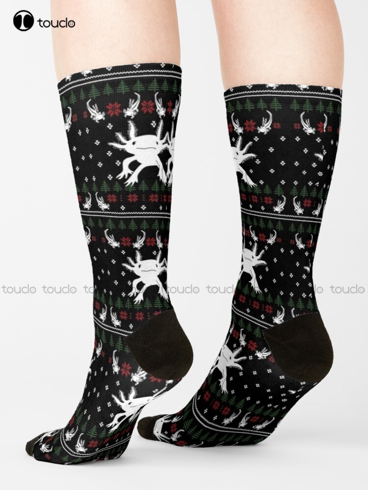 Axolotl Ugly Christmas Ornament Ugly Sweater Holiday Christmas Socks Womens White Socks Comfortable Best Girls Sports Gd Hip Hop