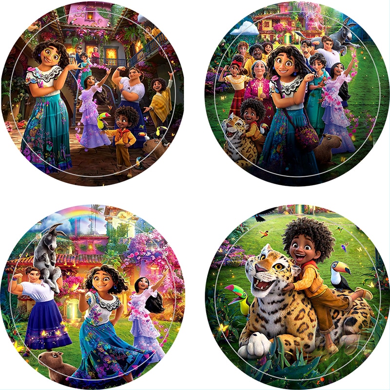Magrise 12pcs Encanto Sticker Encanto Mirabel Magical Music Round DIY Sticker For Gift Bag Baby Shower 1th Birthday Supplies