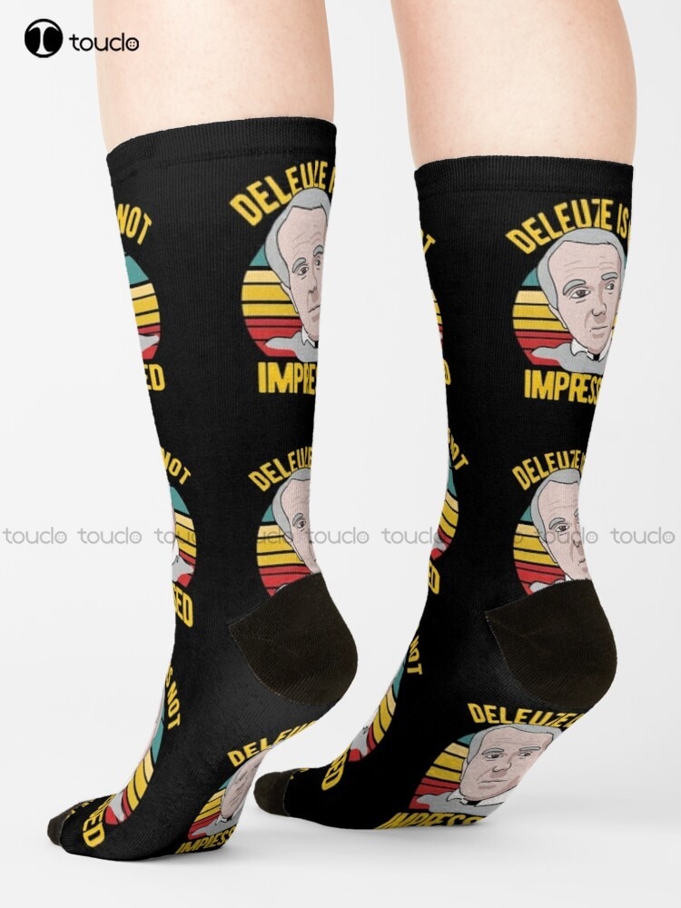 Deleuze Is Not Impressed - Philosophy Socks Mens White Socks Creative Funny Socks Street Skateboard Socks New Popular Gift Art