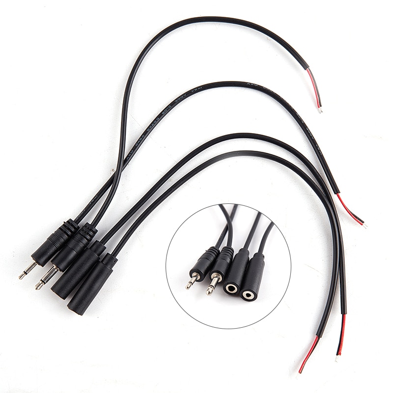 25CM 2.5mm 3.5mm Mono Connector Cable Male Female Plug 2pin Extension Wire DIY Audio Microphone Repair Cable Charger