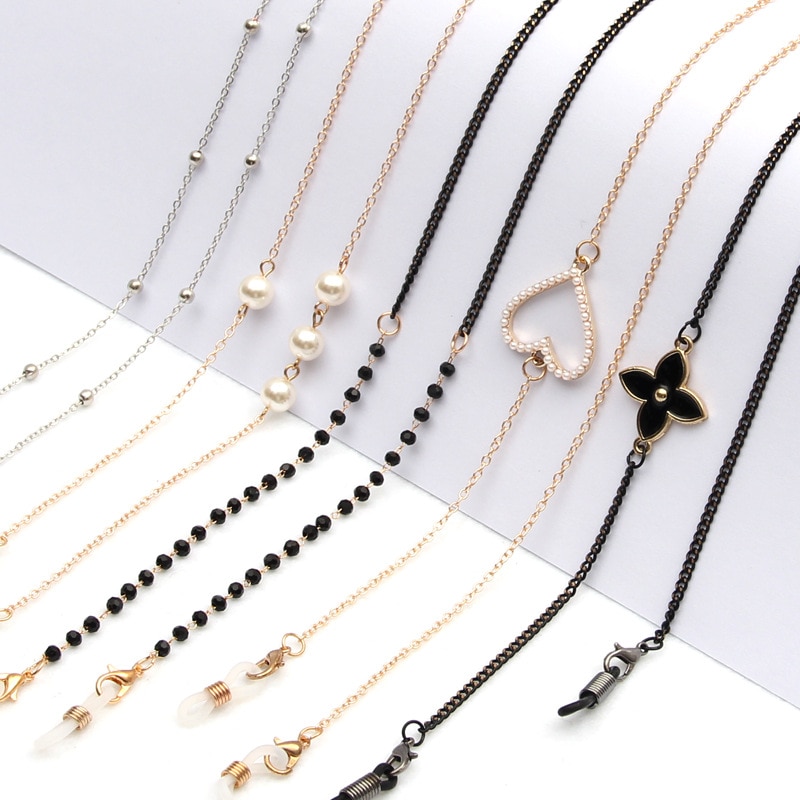 Mask Chain Eyeglasses Chain Fashion Pearl For Women Acrylic Crystal Sunglasses Lanyards Eyewear Cord Holder Neck Strap Chains