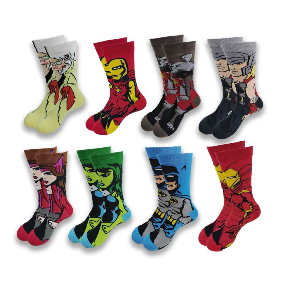 Hot Sale Marvel Anime Print Socks Men's Women funny socks personality anime socks cartoon fashion quality pattern crew sock