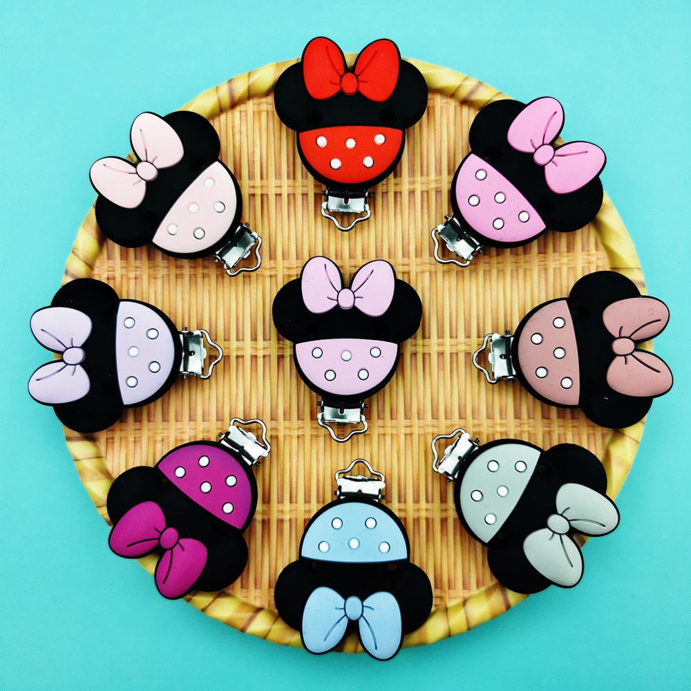 47*47mm Cartoon Silicone Clips Baby Teething Pacifier Chains Necklace Accessories Components Anti-drop Clip Kawaii Silicone Gift