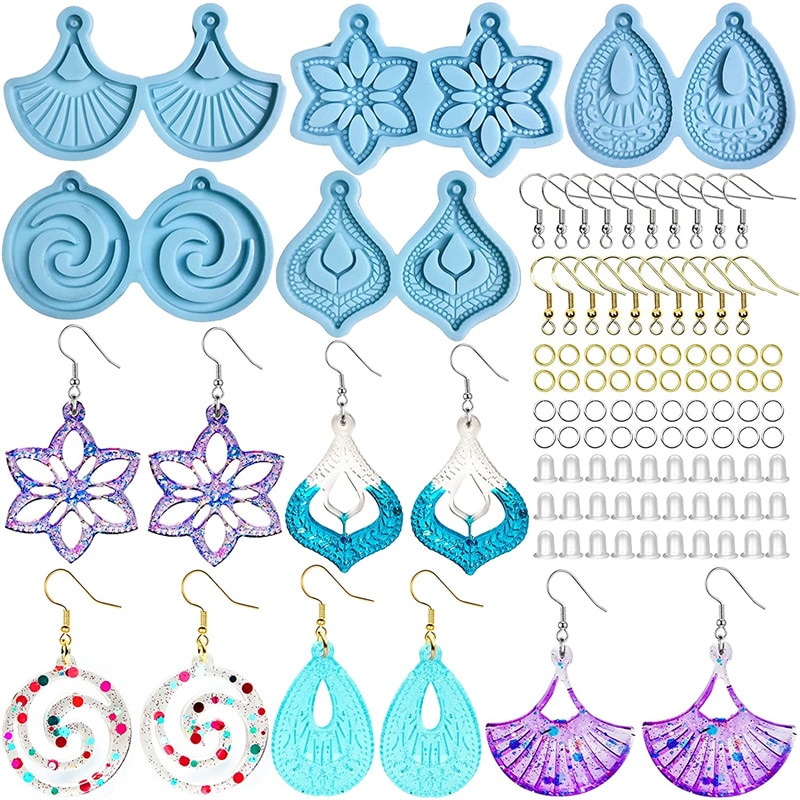 Earring Resin Silicone Molds With Hole Charms Casting Accessories For Keychain Pendant Jewelry Making Art Supplies Full Beginner