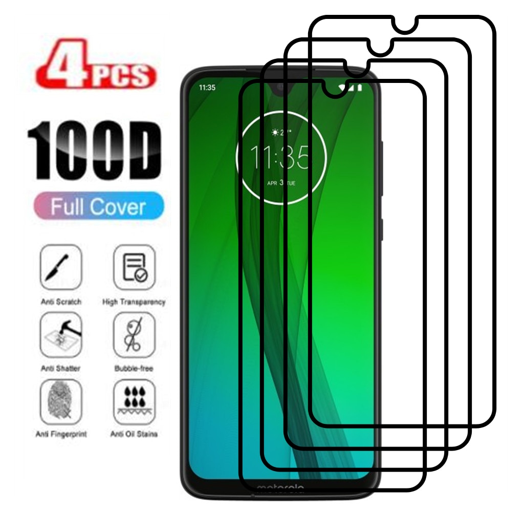 4PCS Full Cover Screen Protector For Motorola Moto G10 G9 G8 G7 Power Lite Play Plus Tempered Glass Protective Film