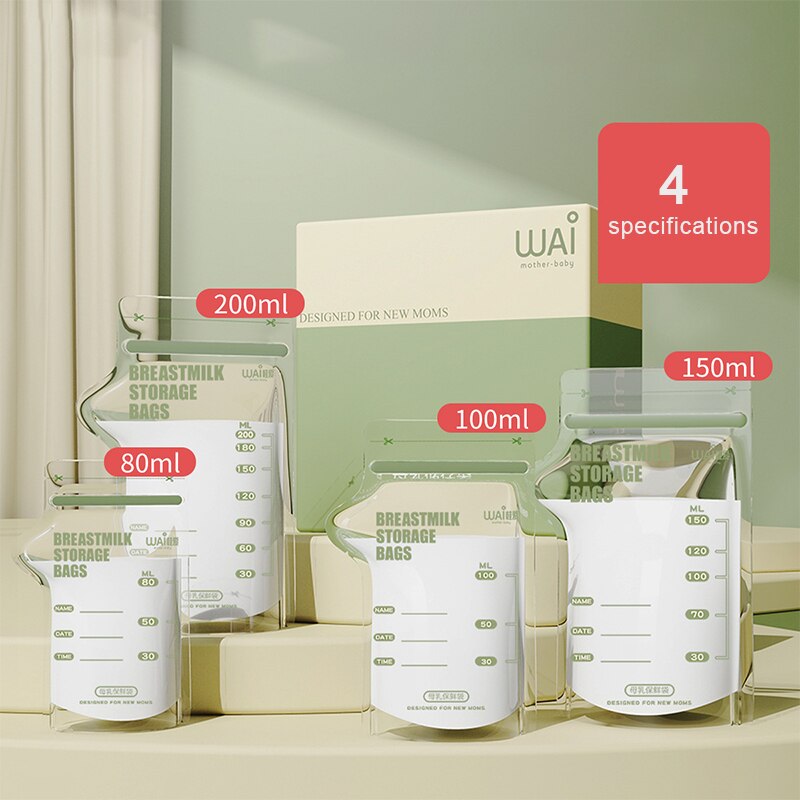 10/20pcs Baby Milk Freezer Bags Baby Food Storage Breast Milk Containers Transparent Infant Breast Milk Bags BPA Free 200ml