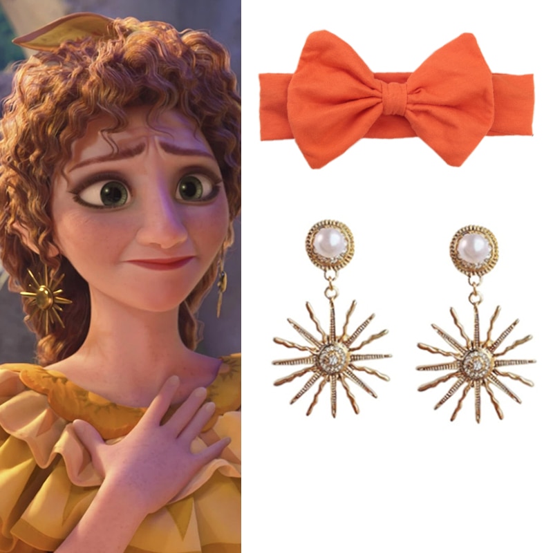 Girls Birthday Party Princess Accessories Headband Encanto Pepa Madrigal Cosplay Dress up Headwear Earrings Carnival Kids Toys
