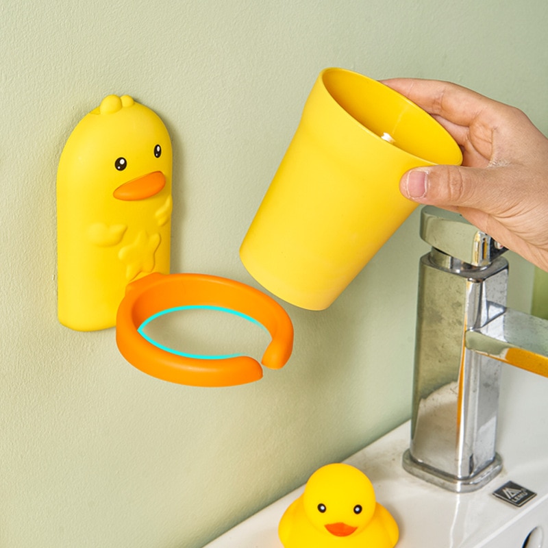Children's Toothbrush Cup Holder Baby Wall-mounted Shelf Mouthwash Cup Cartoon Cute Wall-mounted Toothbrushing Cup Wash Set