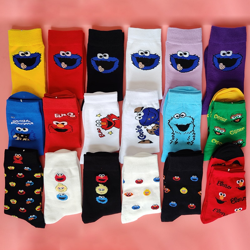 NEW Cartoon Cosplay Women Socks Cookie Monster Novelty Funny Cute Kawaii Combed Cotton Sock Cotton Crew Socks