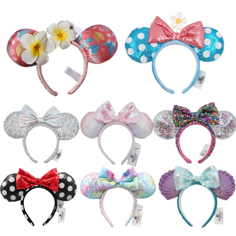 2022 New Fashion Disney Flowers Headband Cartoon Mickey Mouse Ears Headband Cosplay for Adults and Kids Hair Accessories