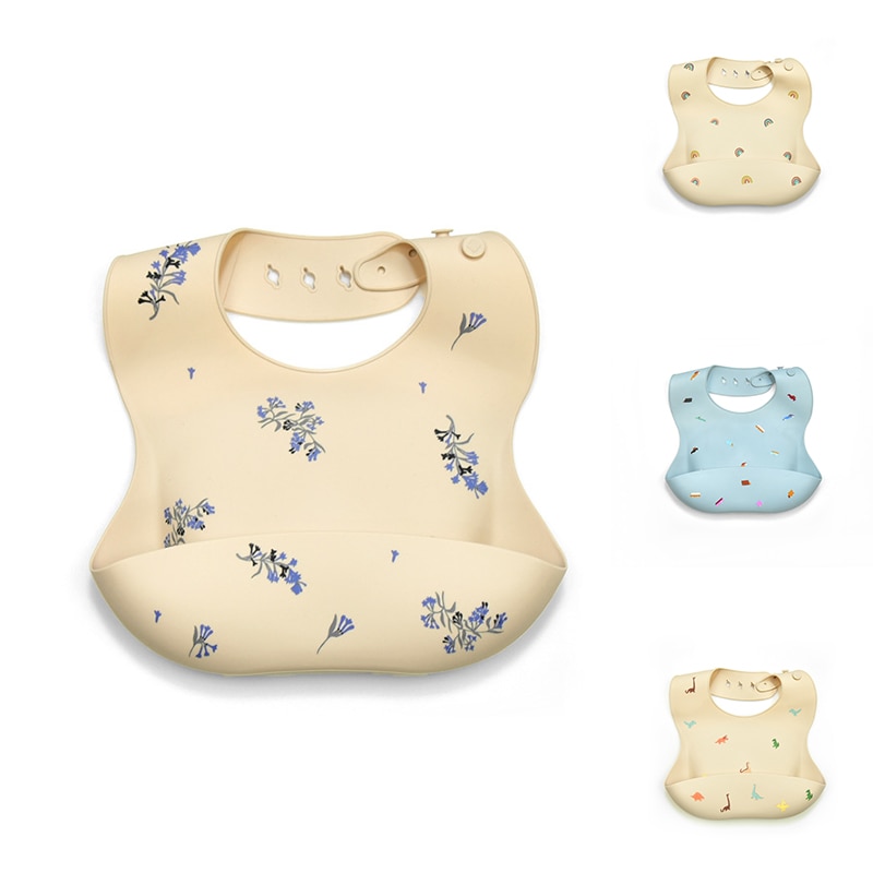 Newborn Babies Soft Silicone Waterproof Bibs Children’s Adjustable Fashionable Bib Feeding Kit for Baby Boy Girl Infant Stuff