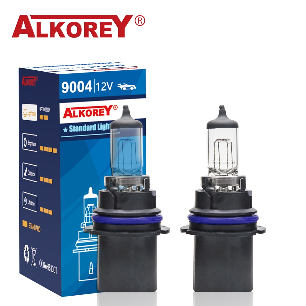 Alkorey 2PCS 9004 HB1 12V 60/55W Auto Bulbs Headlight Hi/Lo Beam Car Lights Halogen Lamps